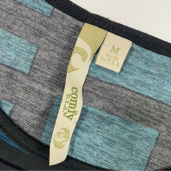 Comfy USA Asymmetrical Tunic Top Blue Black Stripe - Picture 5 of 7